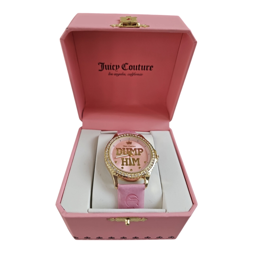 Juicy Couture "Dump Him" Watch – Pink & Gold - Iced Out Bling - NIB
